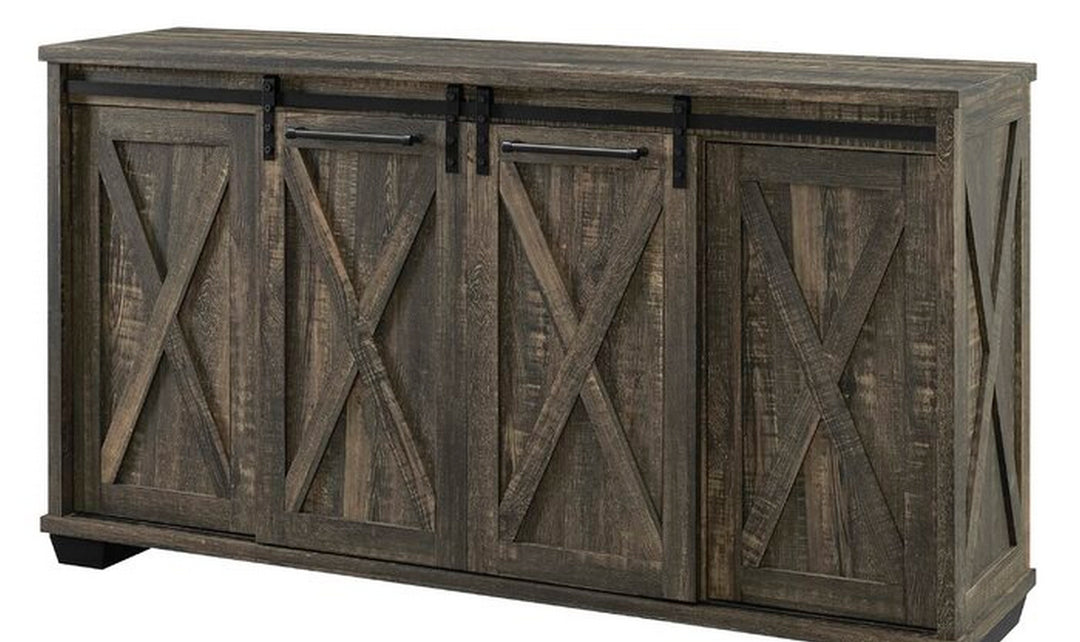 Ryan 58" TV Stand with Infrared Fireplace in Rustic Brown Finish