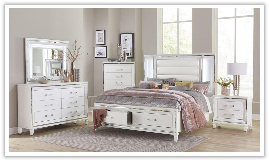 Tamsin Wooden Stationary Bedroom Set With LED Lights