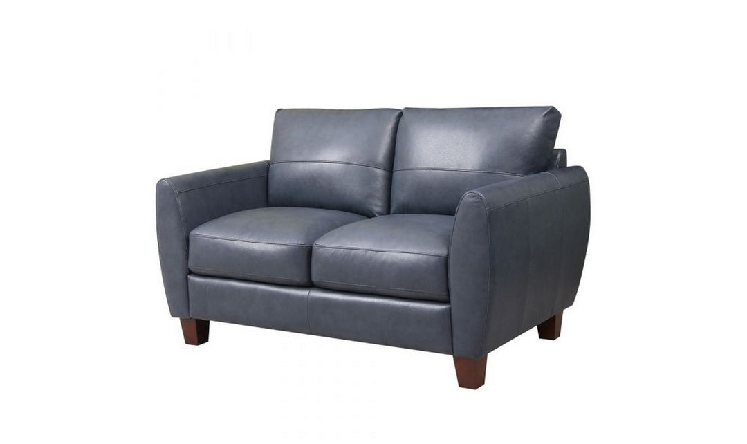 Leather Italia Traverse Traditional Loveseat in Blue Leather
