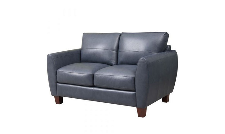 Leather Italia Traverse Traditional Loveseat in Blue Leather