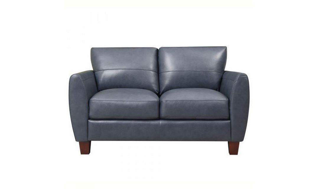 Leather Italia Traverse Traditional Loveseat in Blue Leather