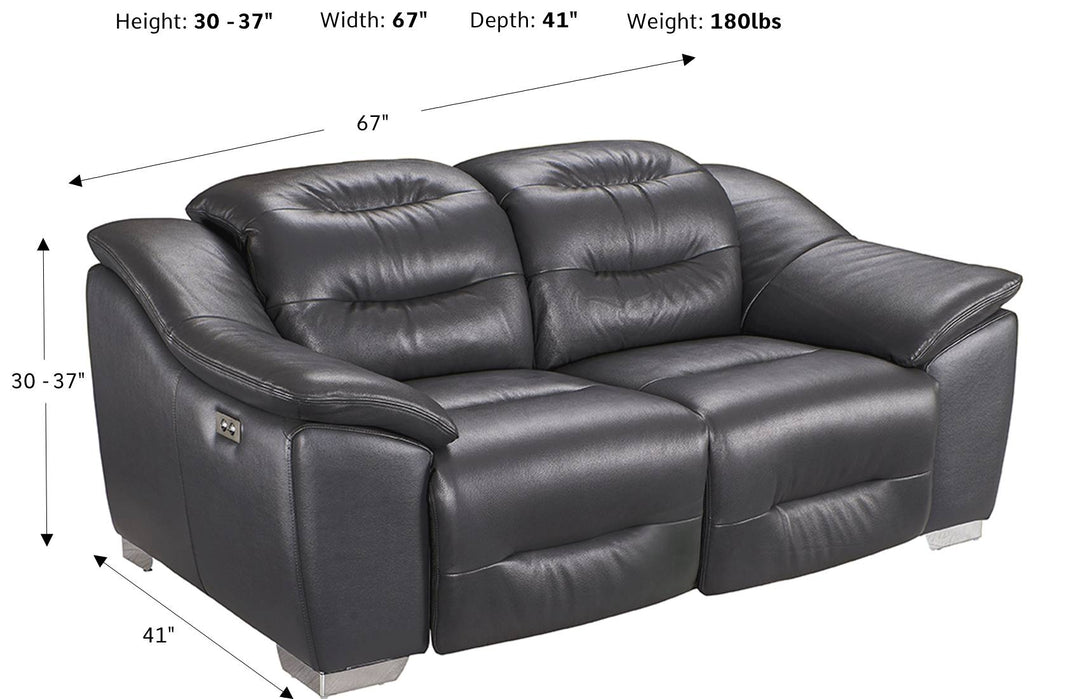 Abram Leather Power Recliner Loveseat with Pillow-Top Arms
