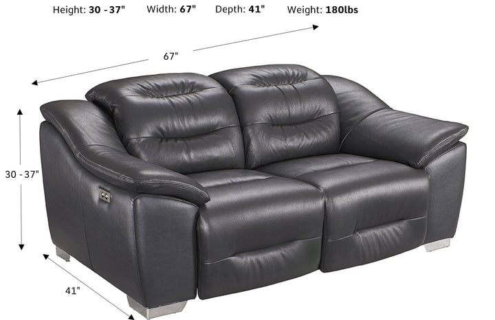 Abram Leather Power Recliner Loveseat with Pillow-Top Arms