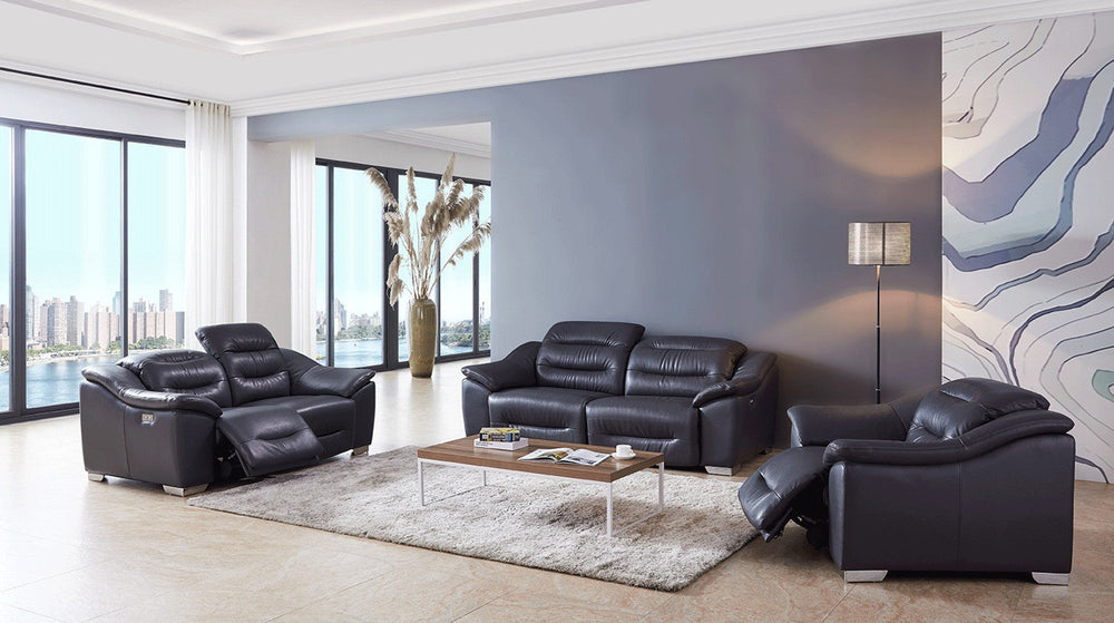 Abram Leather Power Recliner Loveseat with Pillow-Top Arms