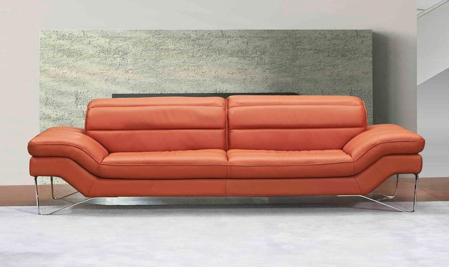 Orange leather recliner sofa clearance
