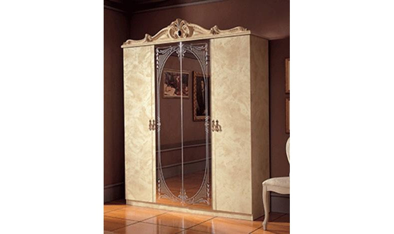 Barocco Ivory 4 Door Wardrobe Set-Wardrobes-Jennifer Furniture