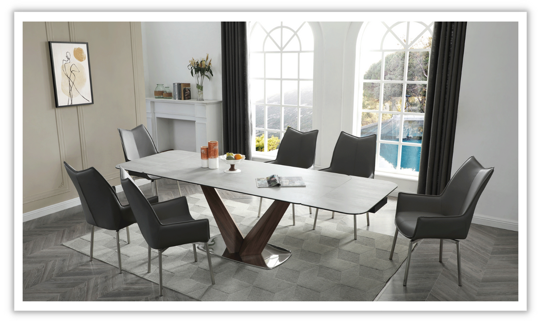 Luke Extendable White Ceramic Dining Table (9188)