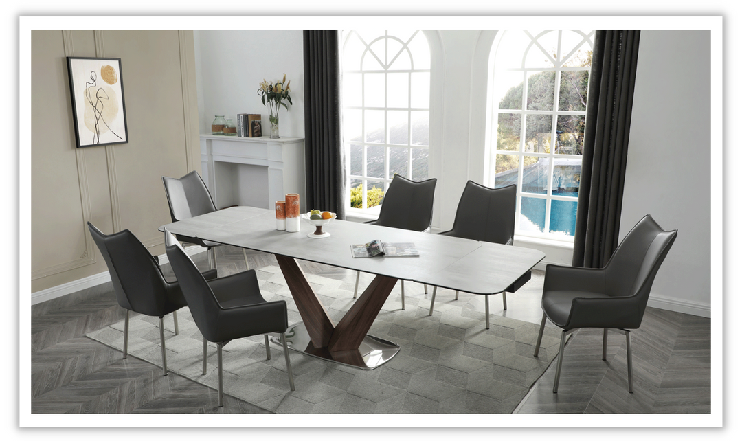 ESF Luke Extendable White Ceramic Dining Table - 9188