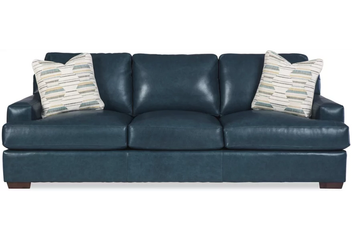 Craftmaster Sylvia Leather Living Room Set in Blue (Sofa + Loveseat)
