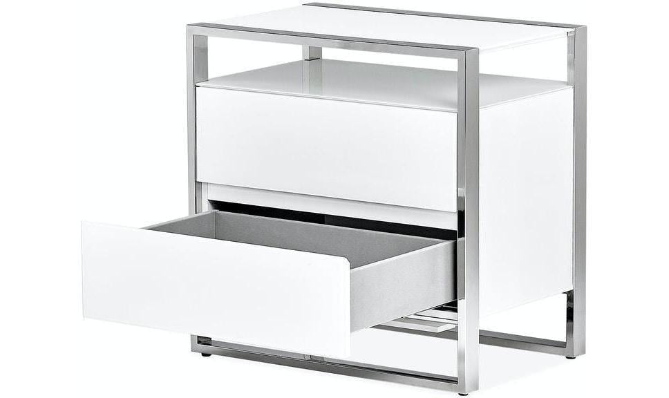 State Street Metal Nightstand w/LED Lights"Glossy White-Nightstands-Jennifer Furniture