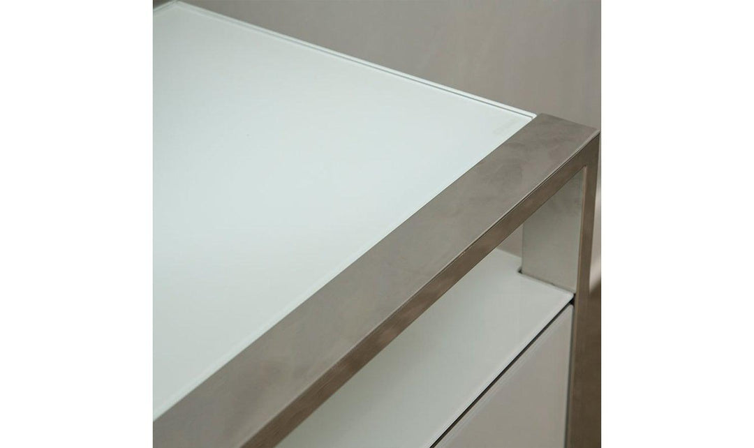 State Street Metal Nightstand w/LED Lights"Glossy White-Nightstands-Jennifer Furniture