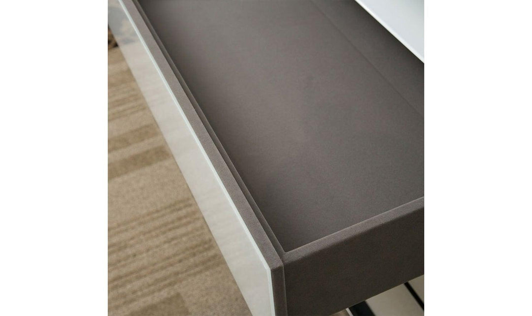 State Street Metal Nightstand w/LED Lights"Glossy White-Nightstands-Jennifer Furniture