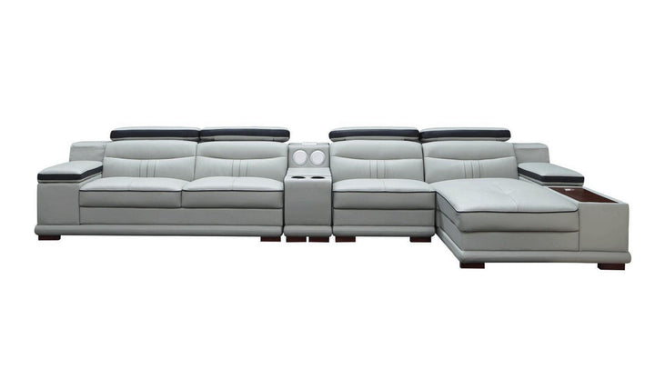 Tilt Leather L-shaped Sectional Sofa in Gray with Storage