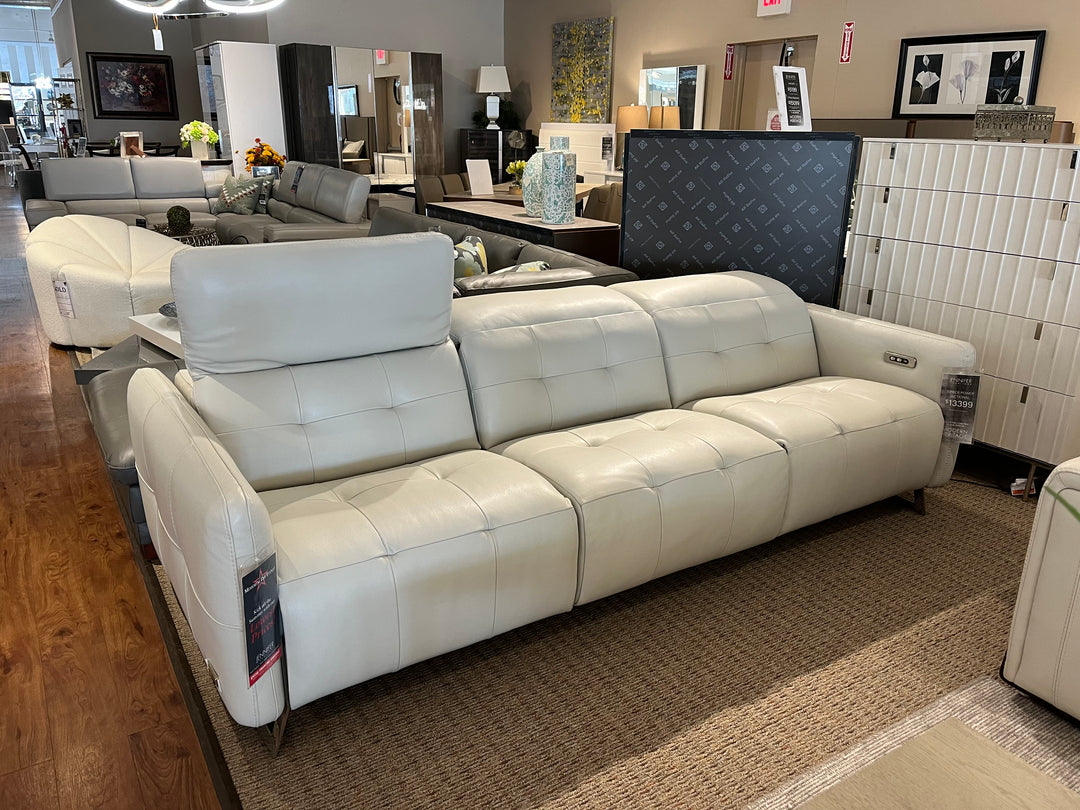 Leather power reclining sectional with two recliner