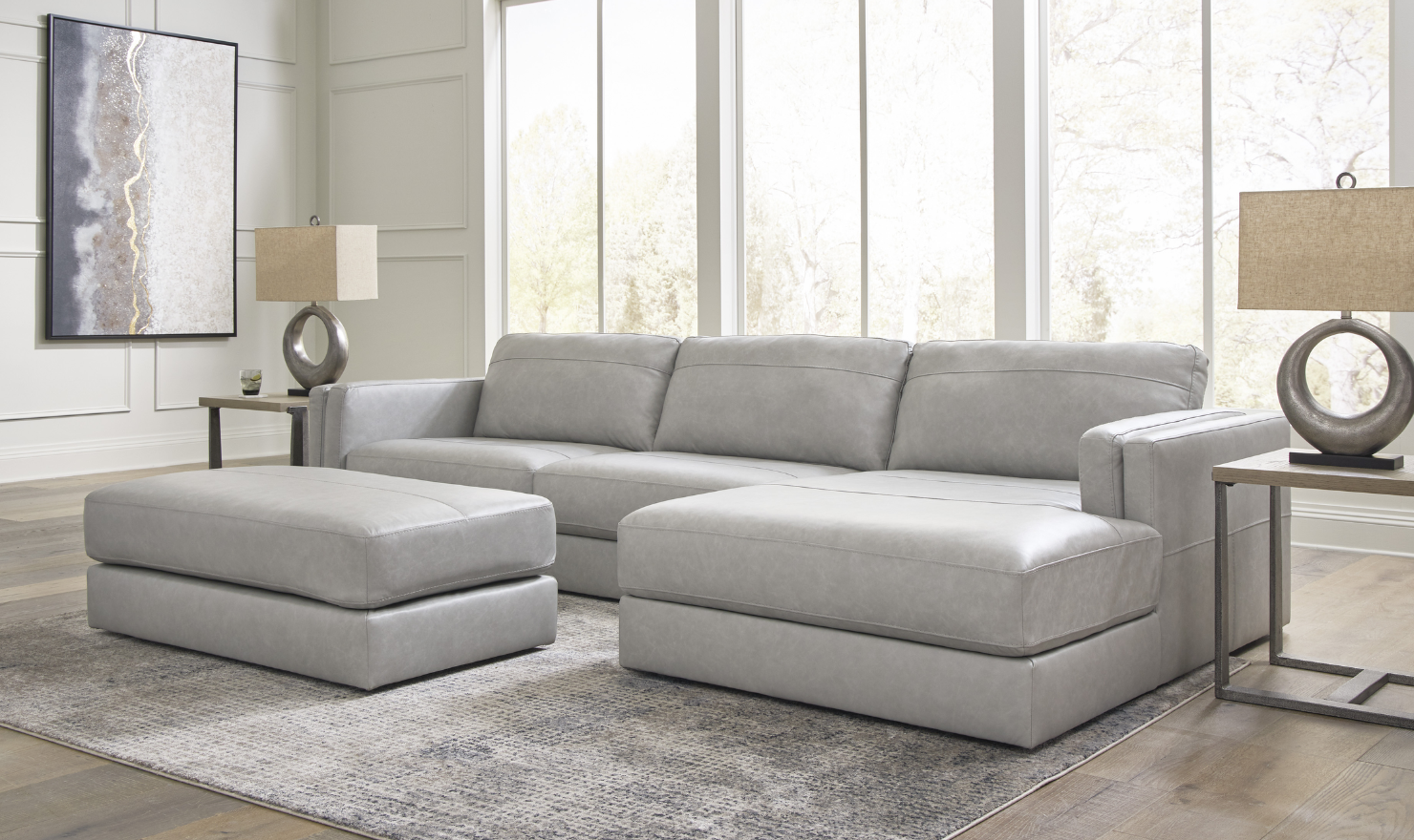 Modern Heritage Amiata 2-Piece Leather Sectional Sofa with Chaise