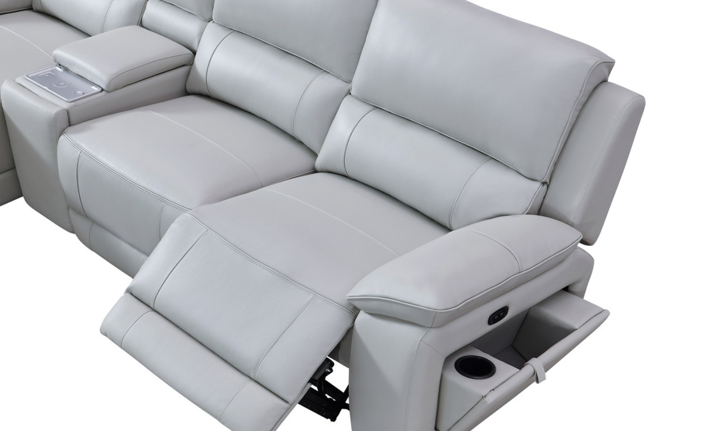 Gio Italia Living Room Set Hailey Smoke Gray Leather Power Recliner Sofa-Jennifer Furniture