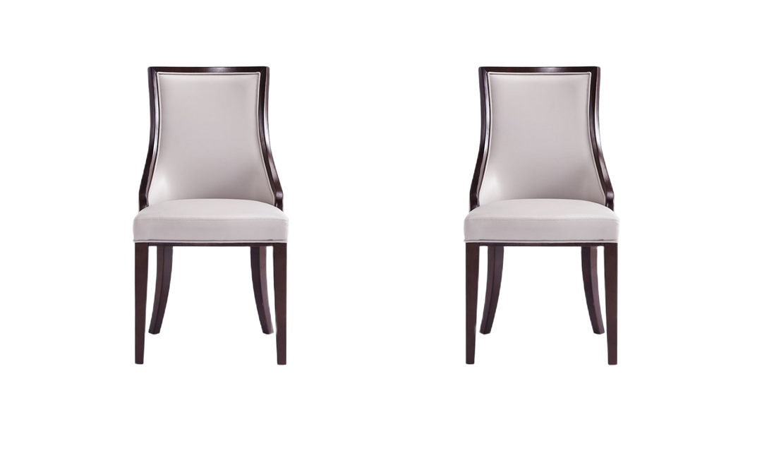 Manhattan Comfort Grand Wood Vegan Leather and Velvet Dining Chair-Jennifer Furniture