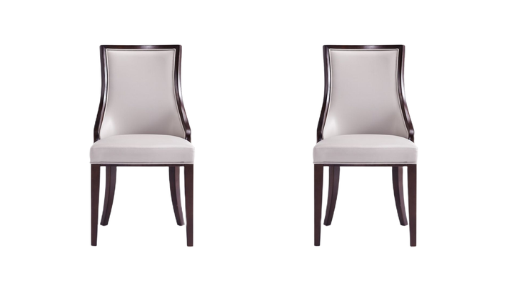 Manhattan Comfort Grand Wood Vegan Leather and Velvet Dining Chair-Jennifer Furniture