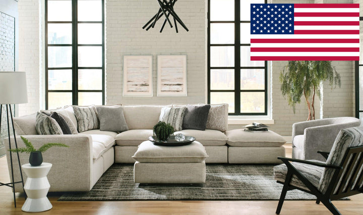 Klaussner Alderbrook Fabric Modular Sectional Sofa with Bumper Ottoman-Jennifer Furniture