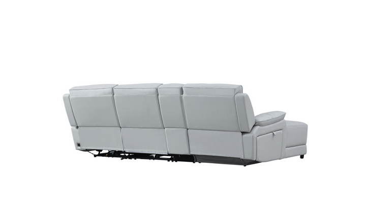 Gio Italia Living Room Set Hailey Smoke Gray Leather Power Recliner Sofa-Jennifer Furniture
