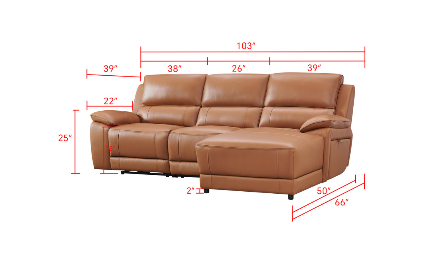 Gio Italia Living Room Set Hailey Adobe Leather Power Recliner Sofa-Jennifer Furniture
