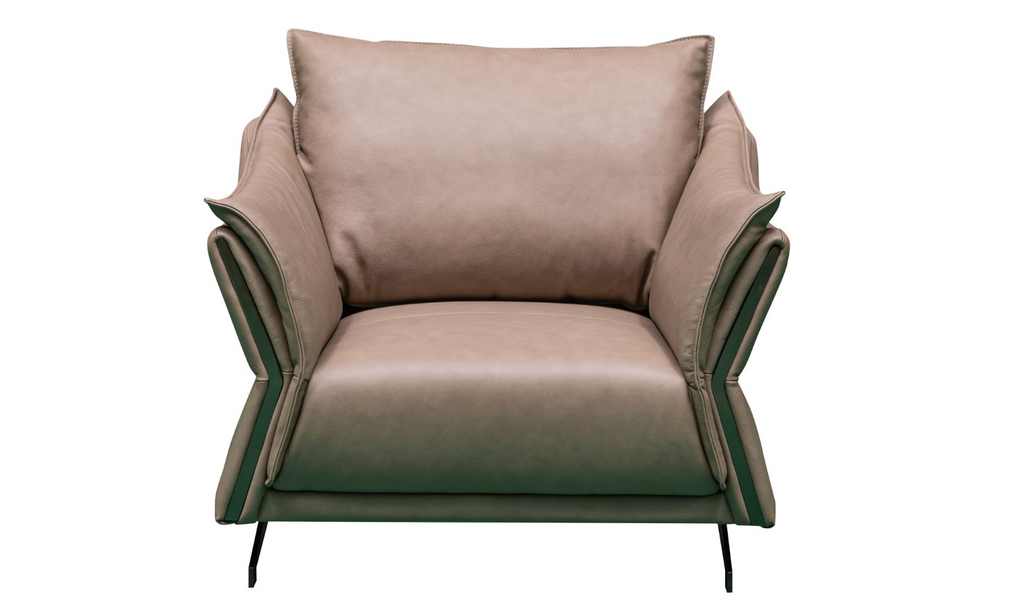 Klaussner Giada Leather Chair in Brown with Down Cushion