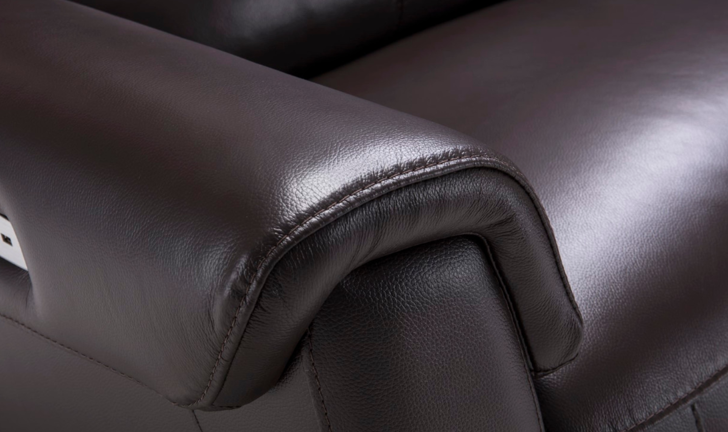 Gio Italia Leather Left-Hand Facing Recliner Sectional Sofa in Brown-Jennifer Furniture
