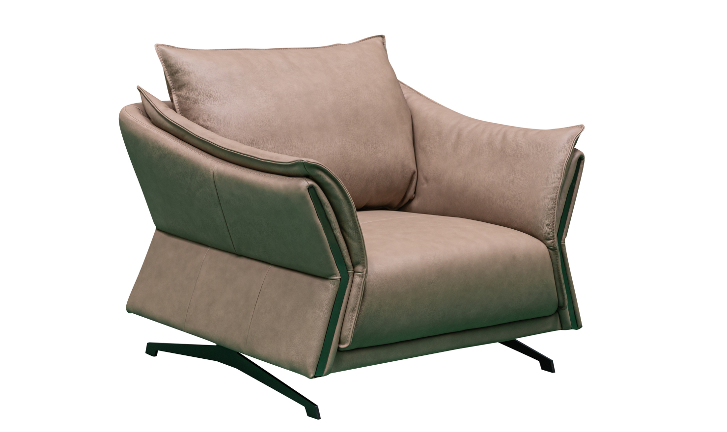 Klaussner Giada Leather Chair in Brown with Down Cushion
