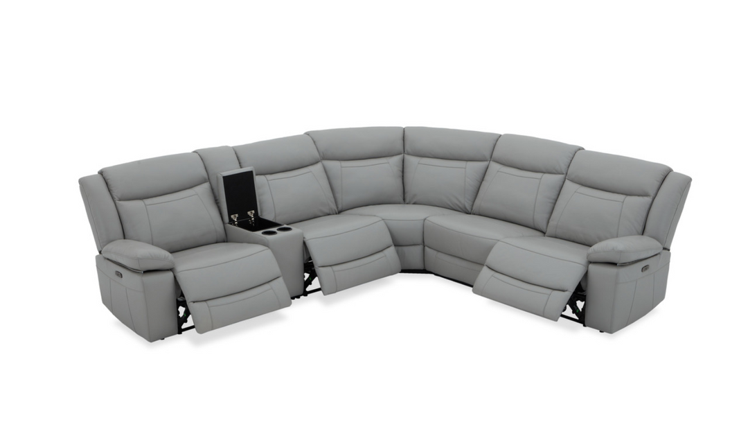 Gio Italia Wyatt Butternut Leather L-Shape Recliner Sectional Sofa-Jennifer Furniture