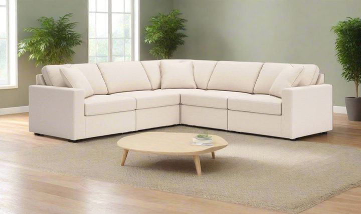 Modern Heritage Modmax Fabric Sectional Sofa with Throw pillows