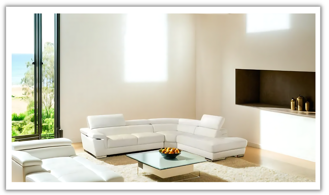 Mendola Sectional with Adjustable Headrest In White-jennifer