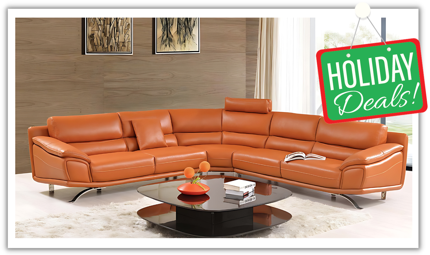 Arrow Modern L-shaped Leather Sectional in Orange-jennifer
