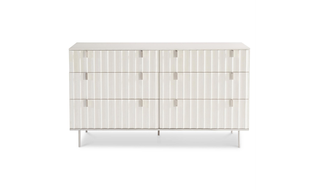 Bernhardt Modulum Wooden 6-drawer Beige Dresser with Metal Legs