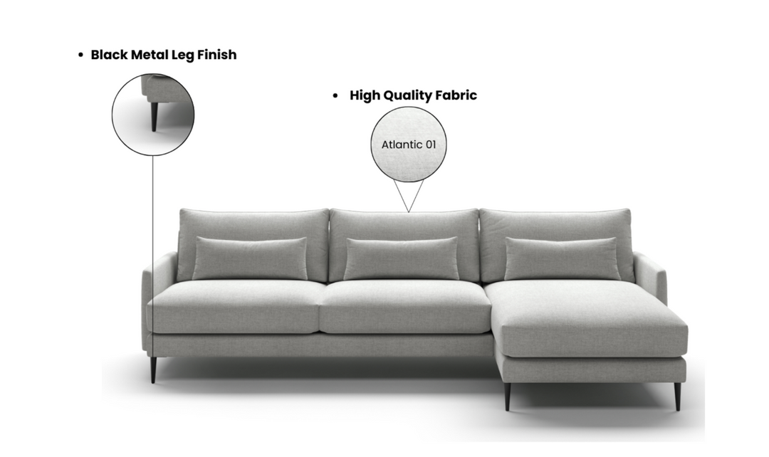 Luonto Liam L-Shaped Beige Fabric Sectional With Reversible Chaise