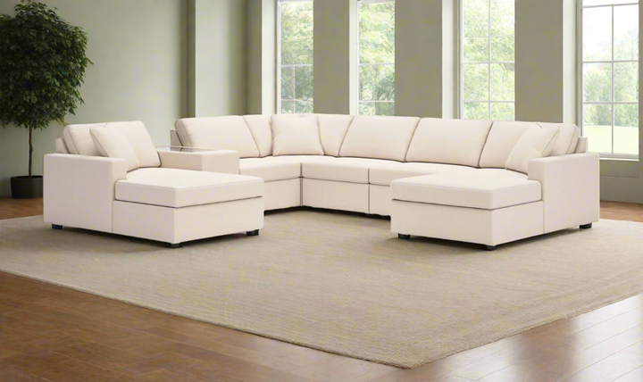 Modern Heritage Modmax Fabric Sectional Sofa with Throw pillows