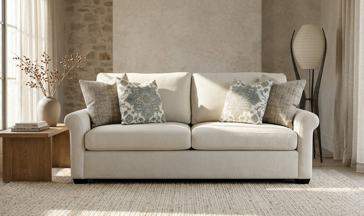 Klaussner Tucson Fabric & Leather Sofa with Rolled Arms - Standard AI Image