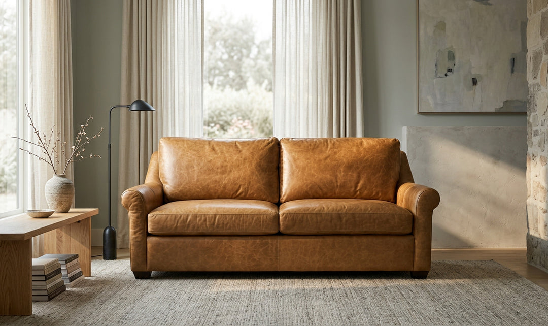 Klaussner Tucson Fabric & Leather Sofa with Rolled Arms - Standard AI Image