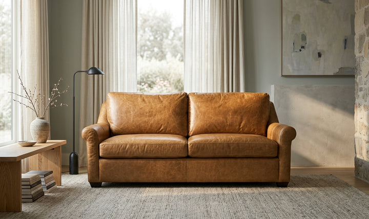 Klaussner Tucson Fabric & Leather Sofa with Rolled Arms - Standard AI Image