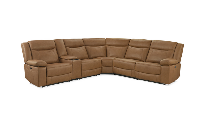 Gio Italia Wyatt Butternut Leather L-Shape Recliner Sectional Sofa-Jennifer Furniture