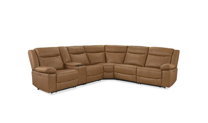 Gio Italia Wyatt Butternut Leather L-Shape Recliner Sectional Sofa-Jennifer Furniture