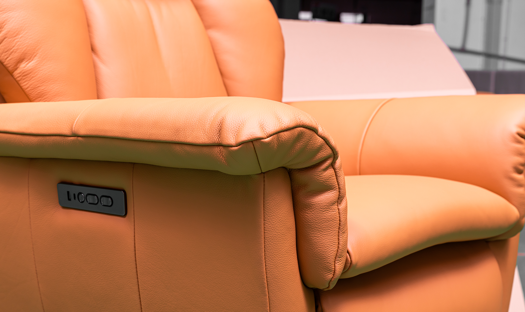 Klaussner Alessandro Double Power Recliner Leather Swivel Chair with Cushion Arms
