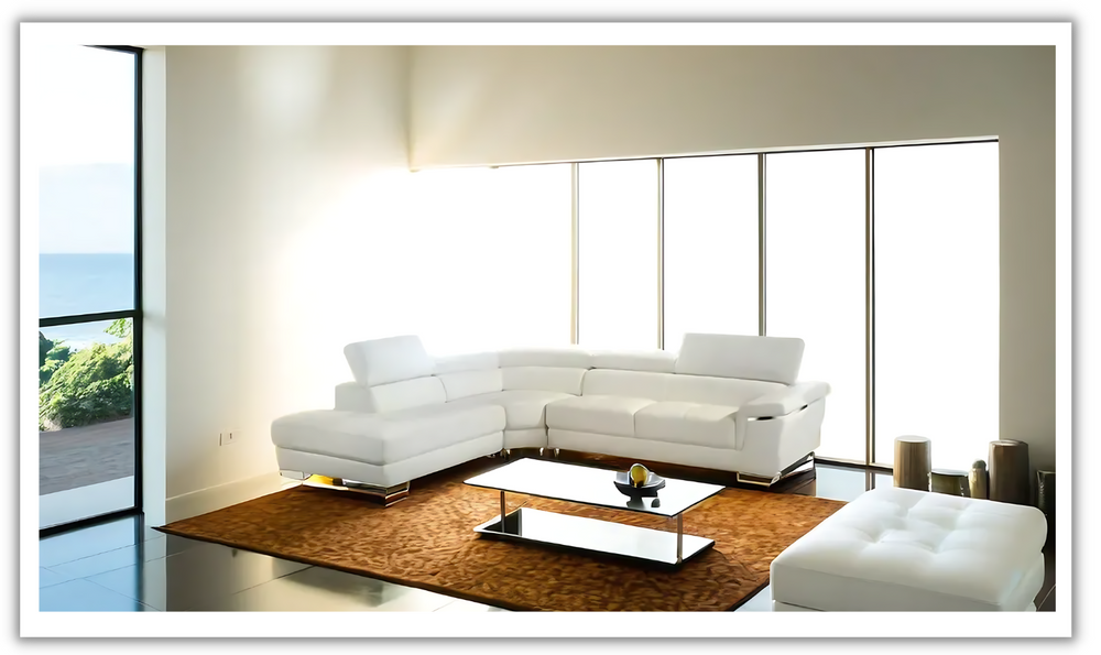 Mendola Sectional with Adjustable Headrest In White-jennifer