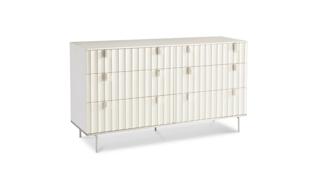 Bernhardt Modulum Wooden 6-drawer Beige Dresser with Metal Legs