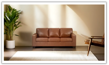 Bolsena 3-Seater Brown Leather Sofa Sleeper (Queen Size)-Jennifer