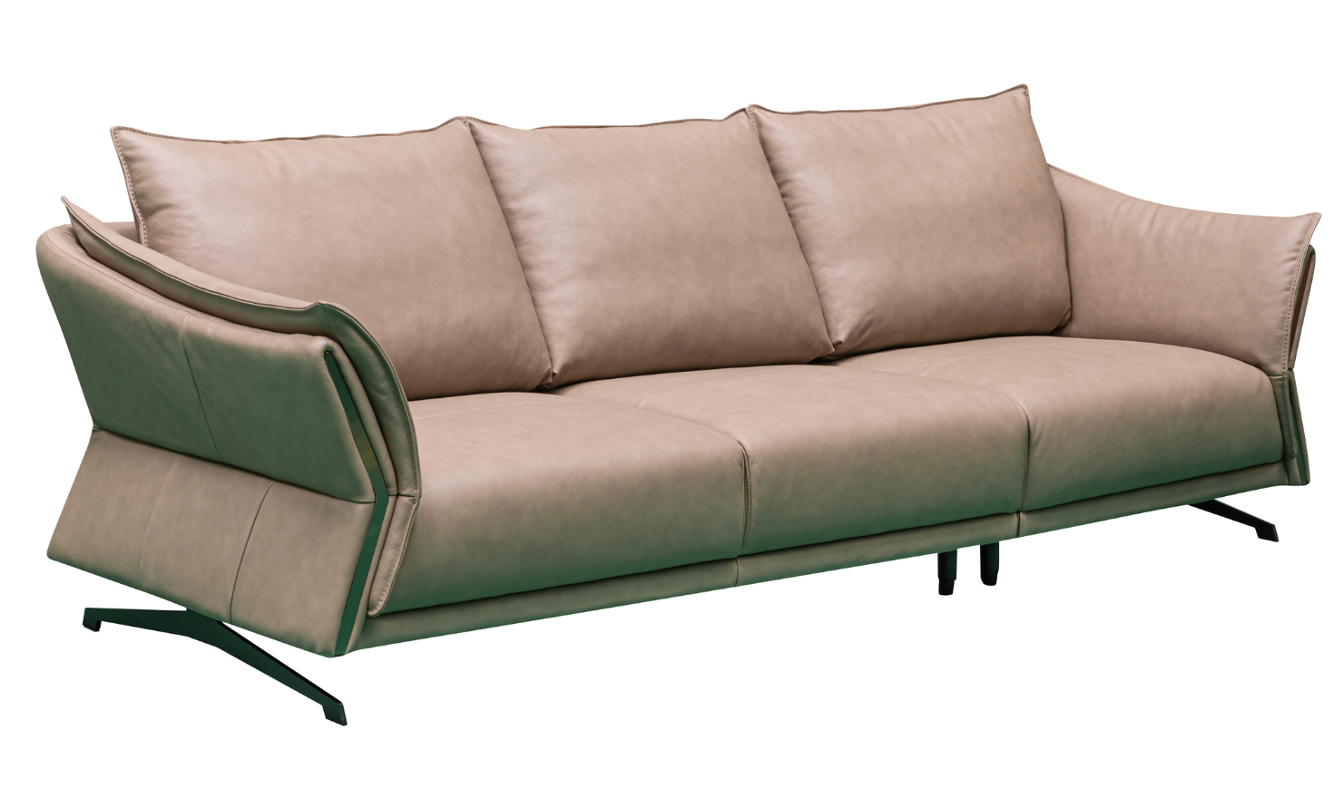 Klaussner Giada 3-Seater Brown Leather Sofa with Attached Back Cushion
