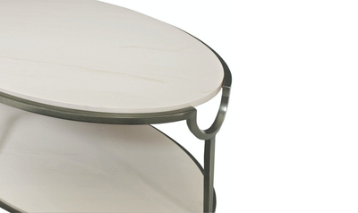 Bernhardt Morello Oval Marble Cocktail Table with Adjustable Glides