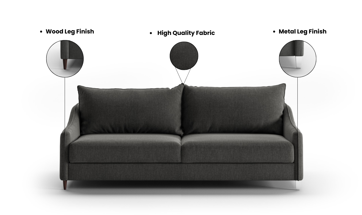Luonto Ethos Dual Motion Fabric Sleeper Sofa with Foam Mattress-Jennifer Furniture