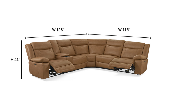 Gio Italia Wyatt Butternut Leather L-Shape Recliner Sectional Sofa-Jennifer Furniture