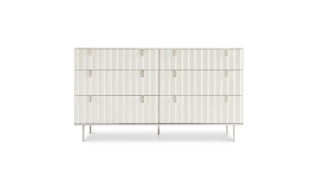 Bernhardt Modulum Wooden 6-drawer Beige Dresser with Metal Legs