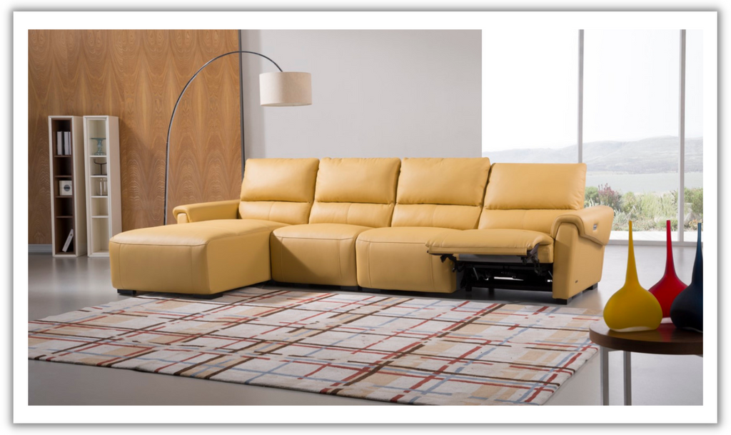 Buy Gio Italia Mustard LHF Leather Electric Recliner Sectional
